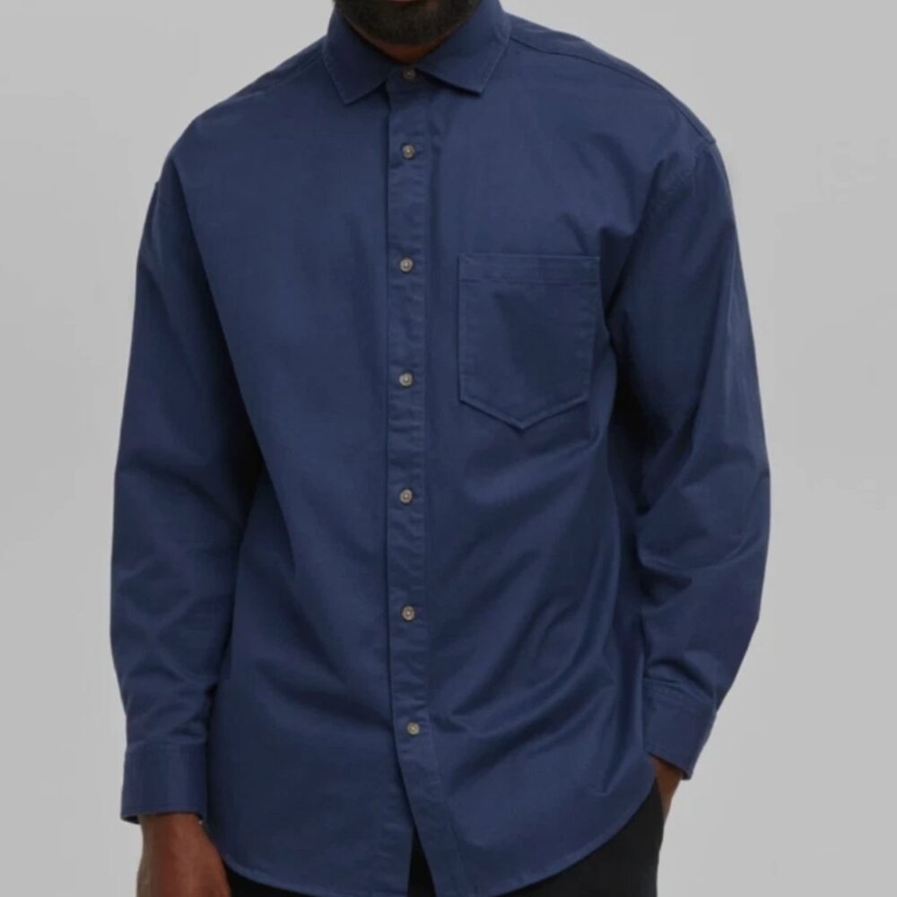 Mode of One Mens Relaxed Fit Button Down Twill Shirt in Caspian Waters Size M